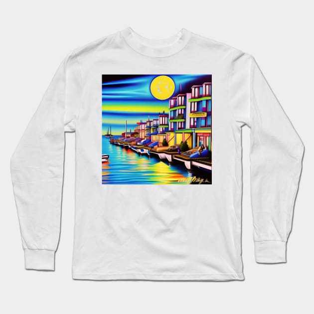 Beautiful Harbour Long Sleeve T-Shirt by Sanzida Design